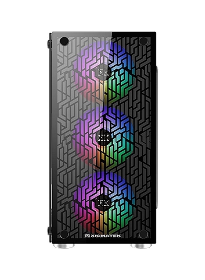 Xigmatek - NYX 3F Tempered Glass Gaming Case, 3Pcs XDS120 ARGB Fan w/ LED Switch, USB3.0x1 & 2.0x2, M-ATX, 160mm CPU Coolers EN45822 Black - Image 1