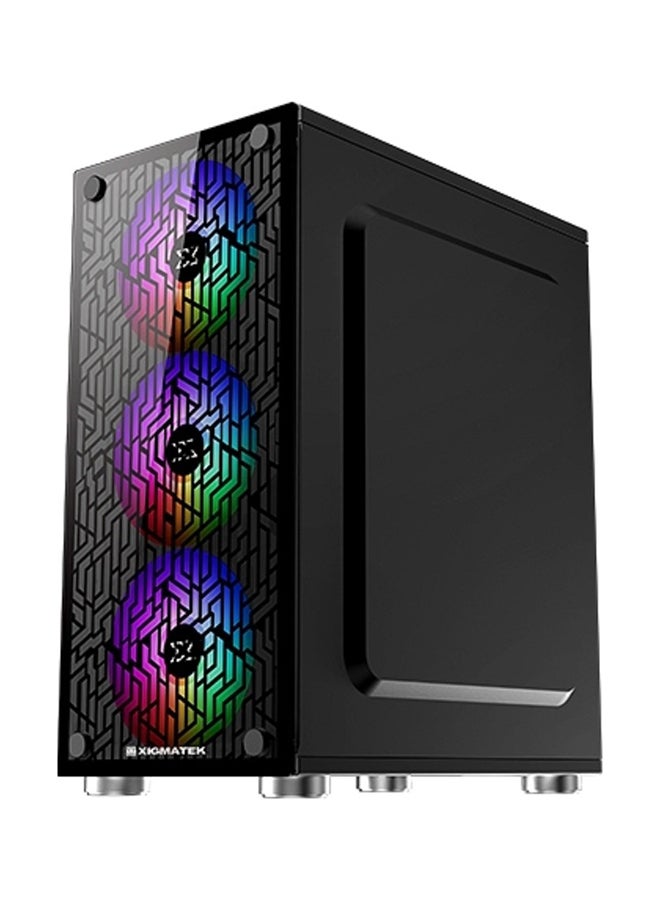 Xigmatek - NYX 3F Tempered Glass Gaming Case, 3Pcs XDS120 ARGB Fan w/ LED Switch, USB3.0x1 & 2.0x2, M-ATX, 160mm CPU Coolers EN45822 Black - Image 1