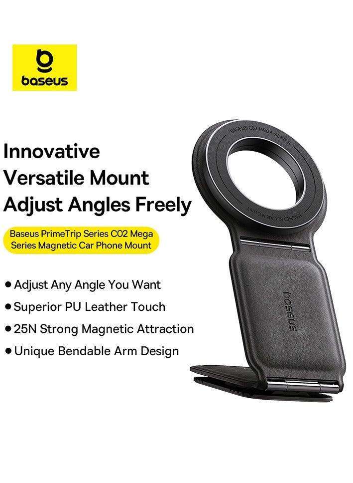 MagSafe Car Mount for Car Dashboard and Tesla Screen – Foldable Magnetic Phone Holder with Premium Metal and Leather Design – 360° Rotation, Strong Magnets for Secure Grip – Compatible with iPhone 16, 15, 14, 13, 12 Pro Max, Samsung Galaxy S25, S24, S23 – Universal Car Phone Holder for All Smartphones Black
