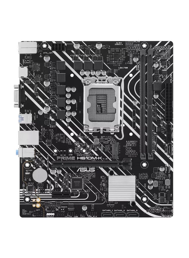 ASUS - Prime H610M-K Micro-ATX LGA 1700 Motherboard, Intel H610 Chipset, 2x DIMM DDR5 Slot, 96GB Max Memory, 1x M 2 Slots, 1x PCIe 4 0 x16 Slot, Realtek 1Gb Ethernet 90MB1GA0-M0EAY0 - Image 1