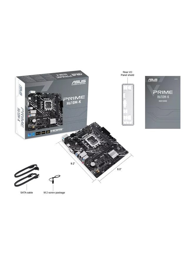 ASUS - Prime H610M-K Micro-ATX LGA 1700 Motherboard, Intel H610 Chipset, 2x DIMM DDR5 Slot, 96GB Max Memory, 1x M 2 Slots, 1x PCIe 4 0 x16 Slot, Realtek 1Gb Ethernet 90MB1GA0-M0EAY0 - Image 1