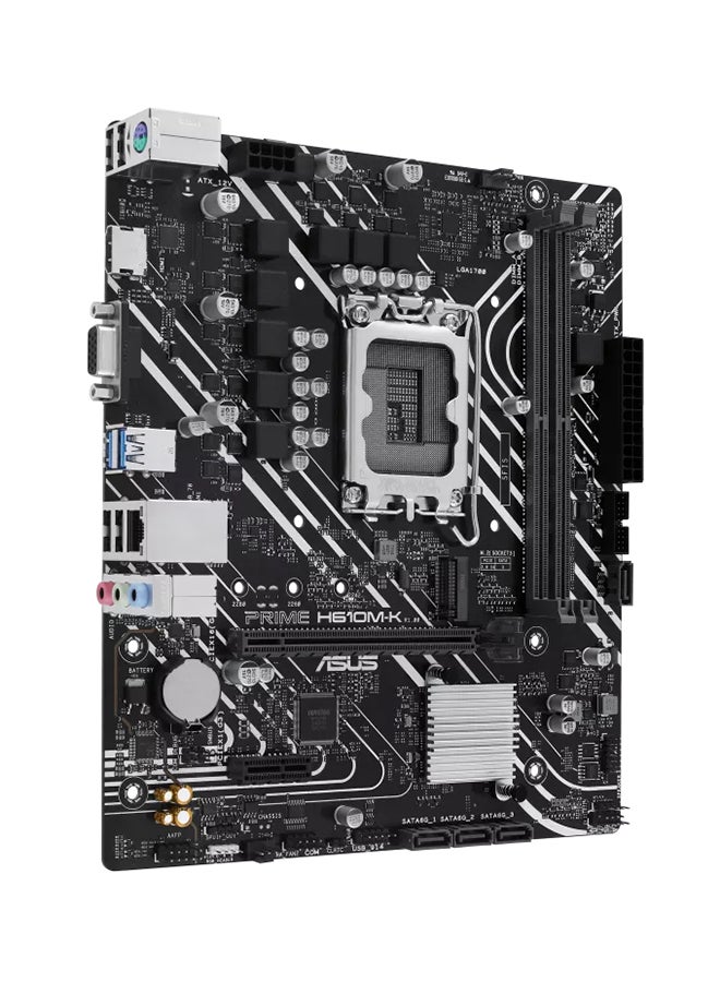 ASUS - Prime H610M-K Micro-ATX LGA 1700 Motherboard, Intel H610 Chipset, 2x DIMM DDR5 Slot, 96GB Max Memory, 1x M 2 Slots, 1x PCIe 4 0 x16 Slot, Realtek 1Gb Ethernet 90MB1GA0-M0EAY0 - Image 1