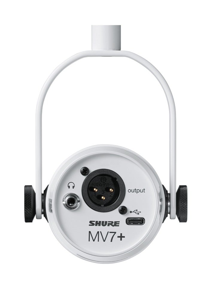 Shure - Podcast Microphone, Enhanced Audio, LED Touch Panel, USB-C & XLR Outputs, Auto Level Mode, Digital Pop Filter, Reverb Effects, Podcasting, Streaming, Recording MV7+W White - Image 1