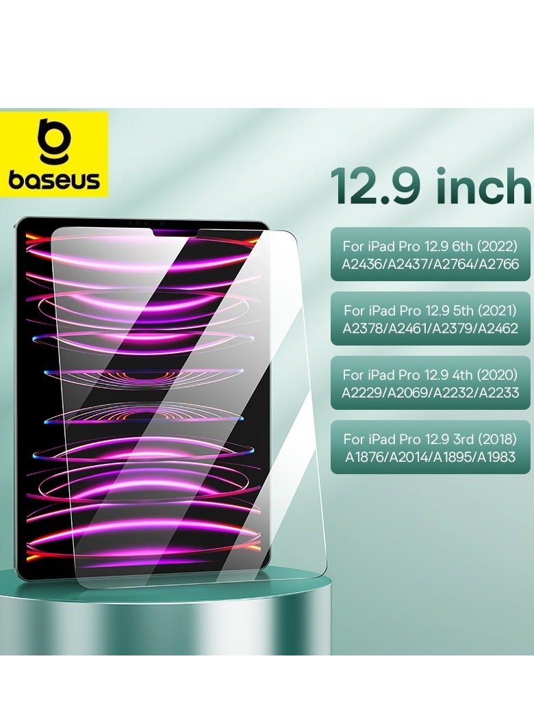 Baseus Screen Protector, for iPad Pro 2022/2021/2020/2018 (6th/5th/4th/3rd) Model, Edge To Edge Liquid Retina Display, Face ID Compatible, With Easy Installation Frame, HD Tempered Glass 12.9 inchinch Clear - Image 1