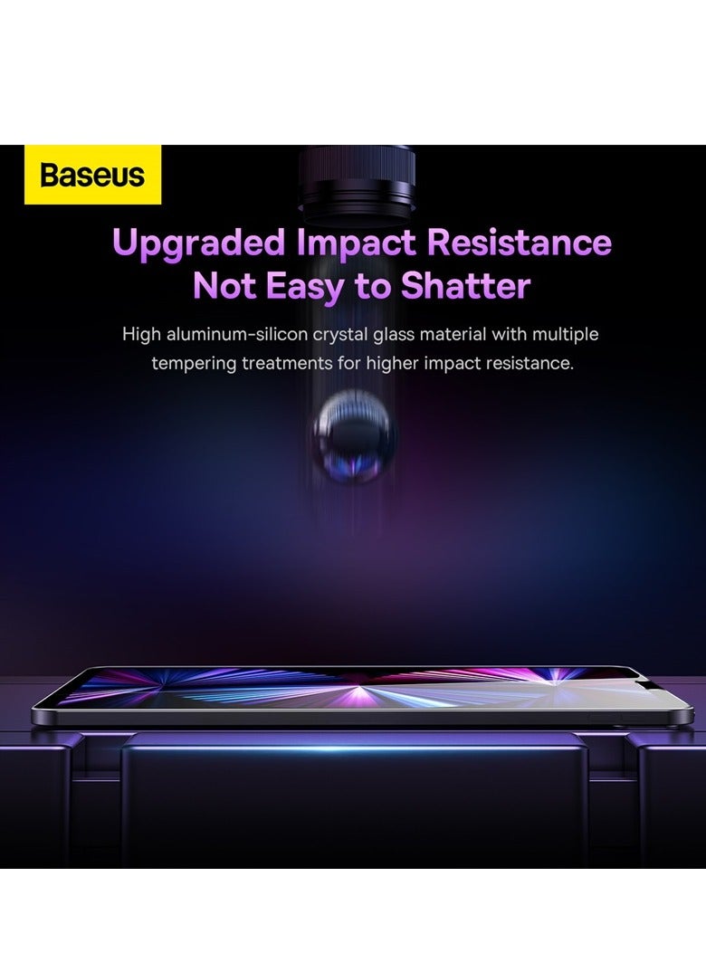 Baseus Screen Protector, for iPad Pro 2022/2021/2020/2018 (6th/5th/4th/3rd) Model, Edge To Edge Liquid Retina Display, Face ID Compatible, With Easy Installation Frame, HD Tempered Glass 12.9 inchinch Clear - Image 3