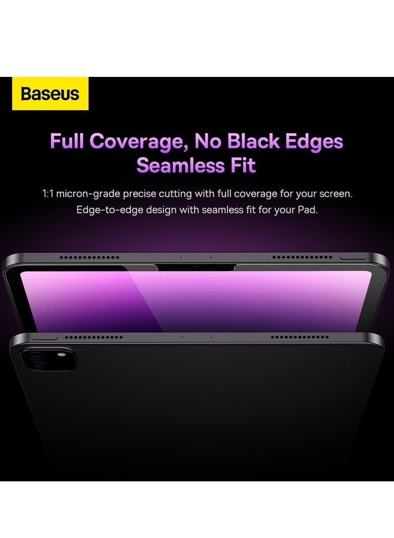 Baseus Screen Protector, for iPad Pro 2022/2021/2020/2018 (6th/5th/4th/3rd) Model, Edge To Edge Liquid Retina Display, Face ID Compatible, With Easy Installation Frame, HD Tempered Glass 12.9 inchinch Clear - Image 2