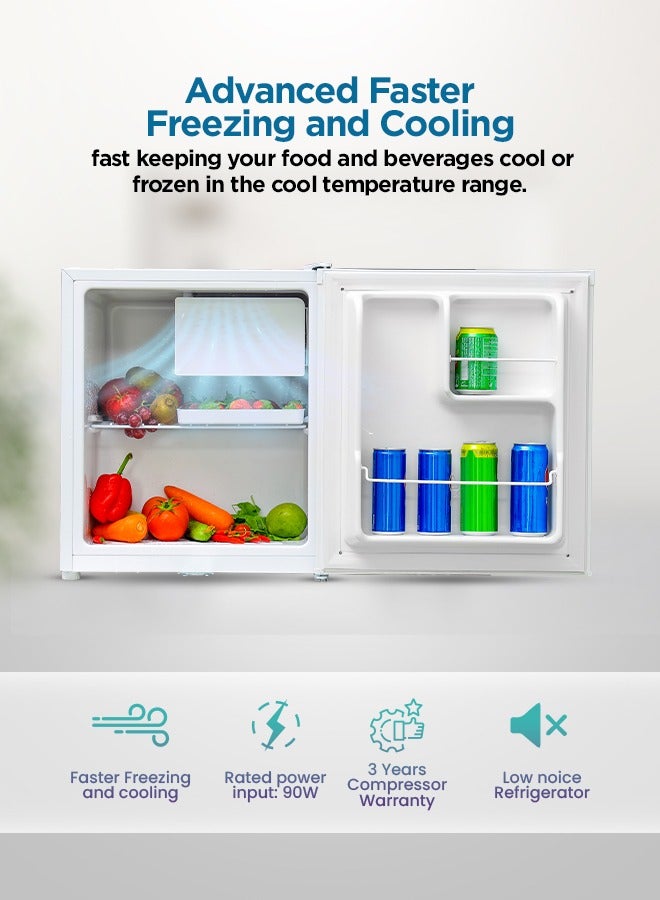 GEEPAS - Defrost Mini Fridge With Door Lock And Key Low Noise Design Compact Powerful Compressor Energy Saving, Fast Freezing 46 L GRF654WPEN White - Image 1