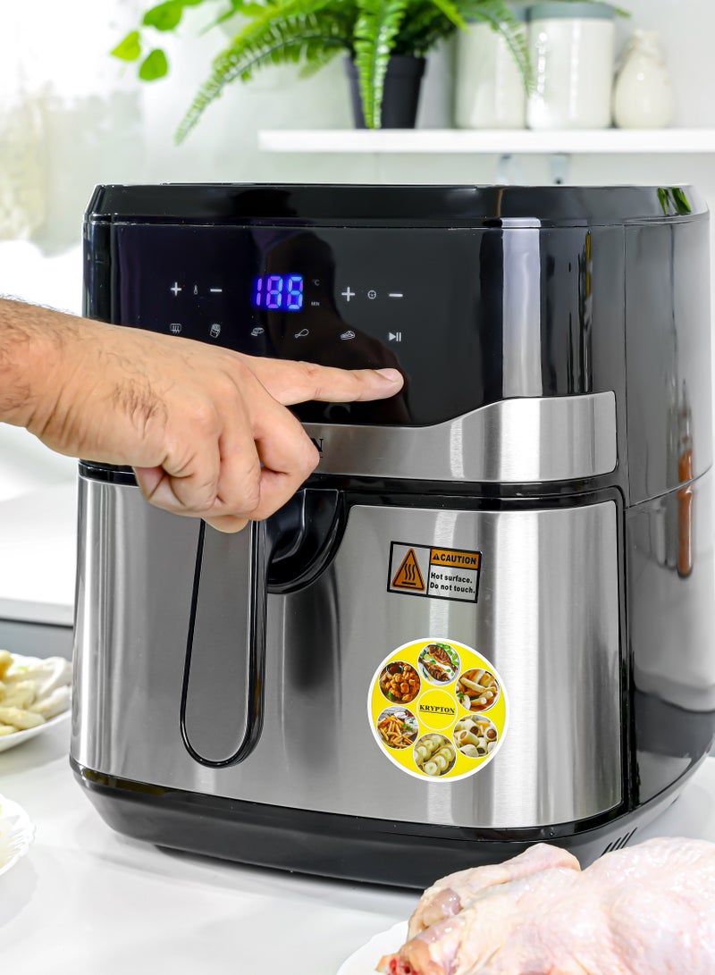 KRYPTON Digital Air Fryer- 9.5 l Capacity With 7.0 L Detachable Inner Basket, Oil Free Cooking/ LED Display With Touch Screen 2 Years Warranty 9.5 L 1800 W KNAF6584 Black/Silver  - Image 3