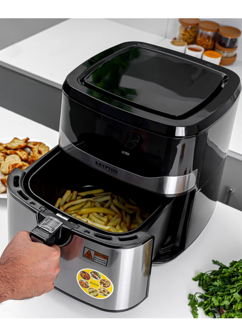 KRYPTON Digital Air Fryer- 9.5 l Capacity With 7.0 L Detachable Inner Basket, Oil Free Cooking/ LED Display With Touch Screen 2 Years Warranty 9.5 L 1800 W KNAF6584 Black/Silver  - Image 5