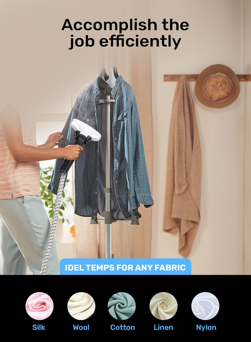 GEEPAS - Garment Steamer Foldable Hanger with Trouser Clip, 1 Power Level/ 3 l Water Detachable Tank Capacity, Suitable for all Kinds of Fabric and Safe for Delicate Fabrics 3 L 2200 W GGS9254N Black - Image 1