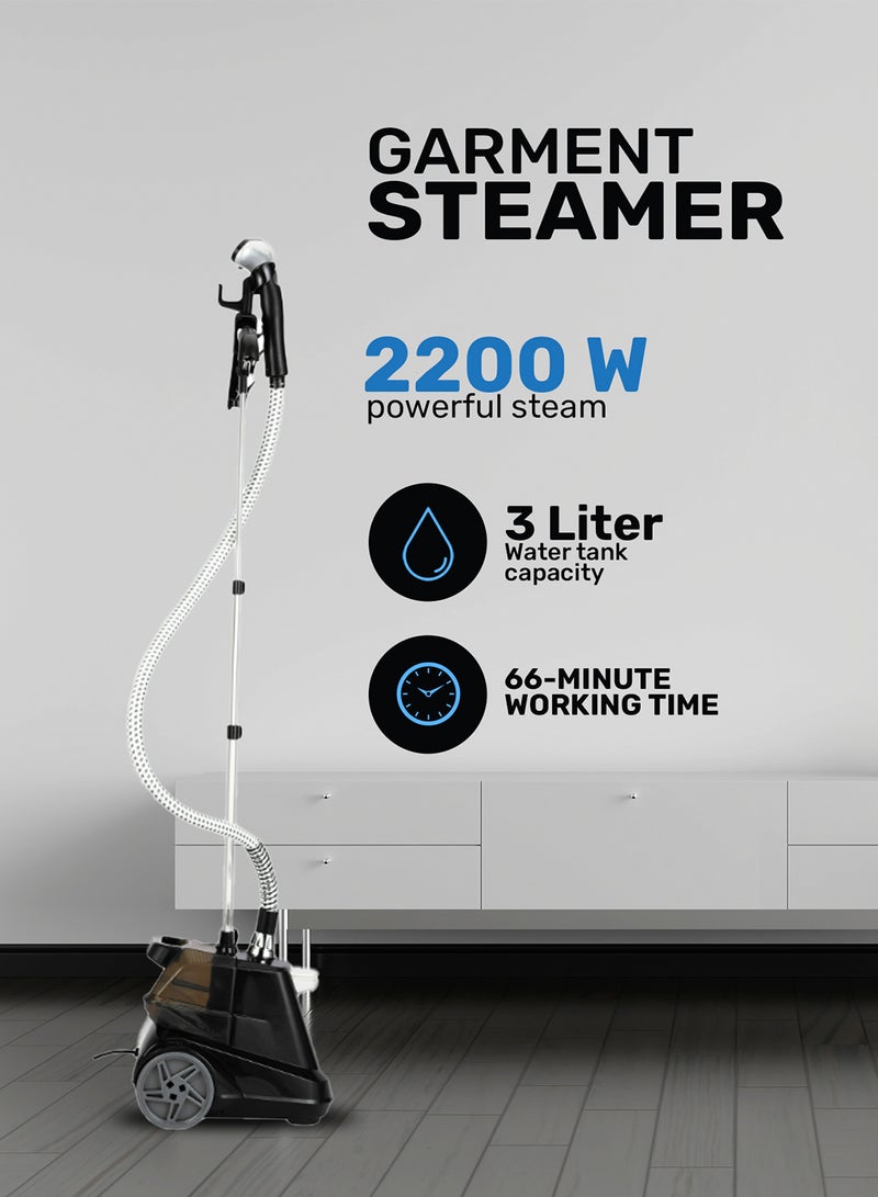 GEEPAS - Garment Steamer Foldable Hanger with Trouser Clip, 1 Power Level/ 3 l Water Detachable Tank Capacity, Suitable for all Kinds of Fabric and Safe for Delicate Fabrics 3 L 2200 W GGS9254N Black - Image 1