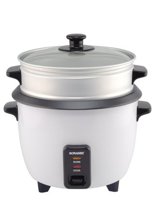 1L Rice Cooker With Cool Touch Handle | Non-stick Coated Inner Pot (Removable) With Tempered Glass Lid | Keep Warm Function | Make Rice, Steam Healthy Food & Vegetables 1 L 400 W SRC-410 White - pnsku/N70087975V/45/_/1719556308/95335622-9496-40bd-8261-bf6f49a1ace7