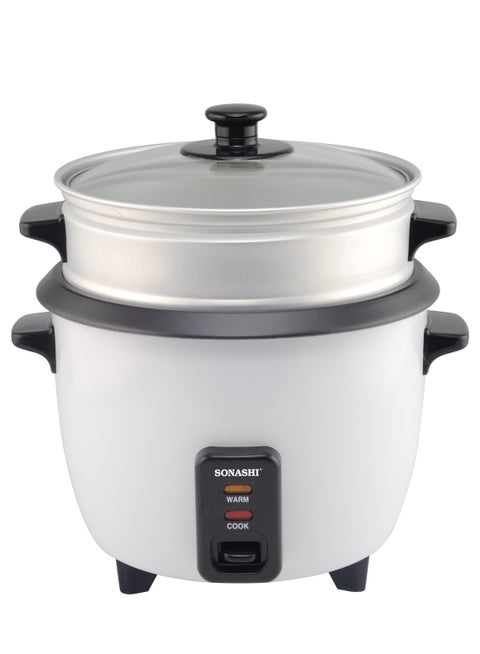 1L Rice Cooker With Cool Touch Handle | Non-stick Coated Inner Pot (Removable) With Tempered Glass Lid | Keep Warm Function | Make Rice, Steam Healthy Food & Vegetables 1 L 400 W SRC-410 White