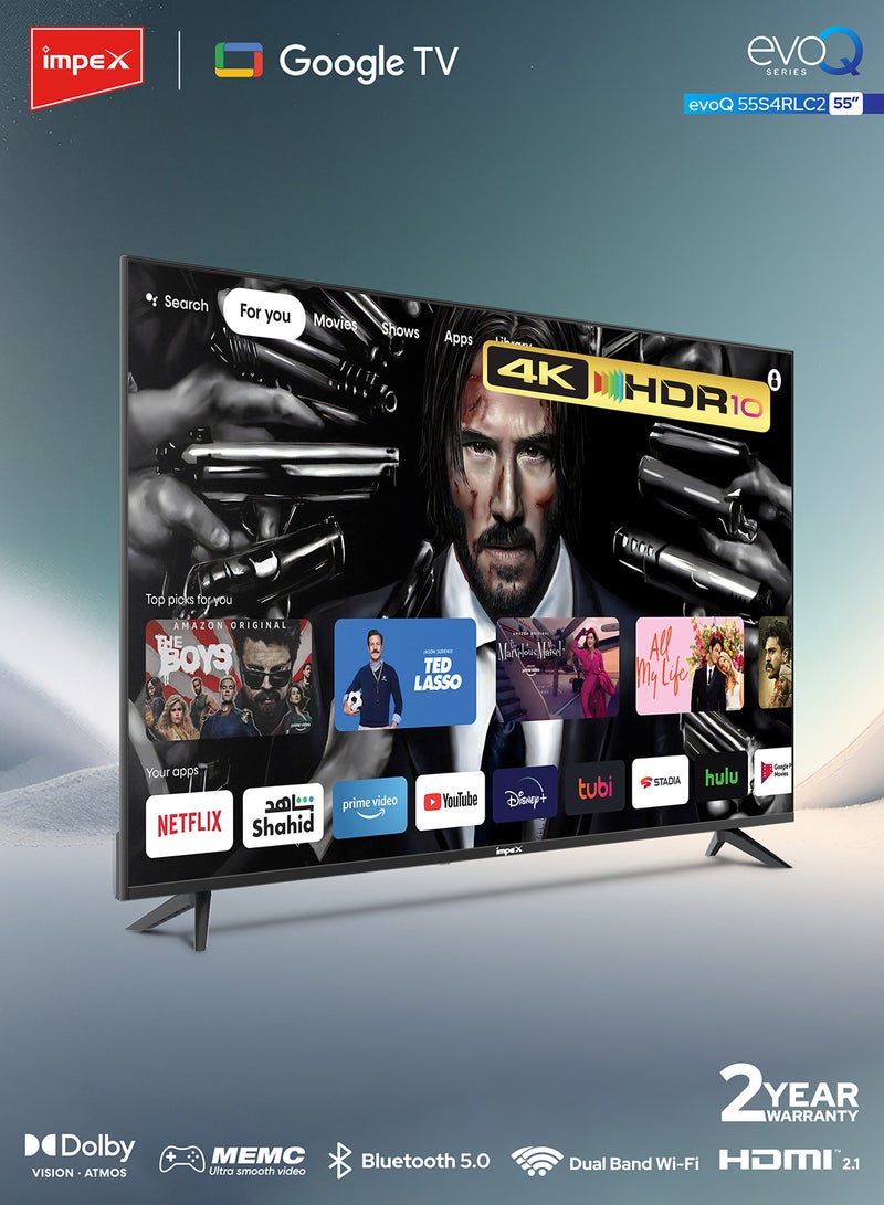 55 Inch 4K Ultra HD Smart LED Google TV With Free Wall Mount, Frameless Design, Dolby Vision Atmos And Dolby Audio, A+ Grade Panel, Support Wi-Fi, Bluetooth, Optical, HDMI ARC With eARC & USB Connectivity With Voice Remote evoQ 55S4RLC2 Black evoQ 55S4RLC2 Black - pnsku/N70087976V/45/_/1720422613/2795b7a6-cd98-4ad0-b190-90da5689ca81