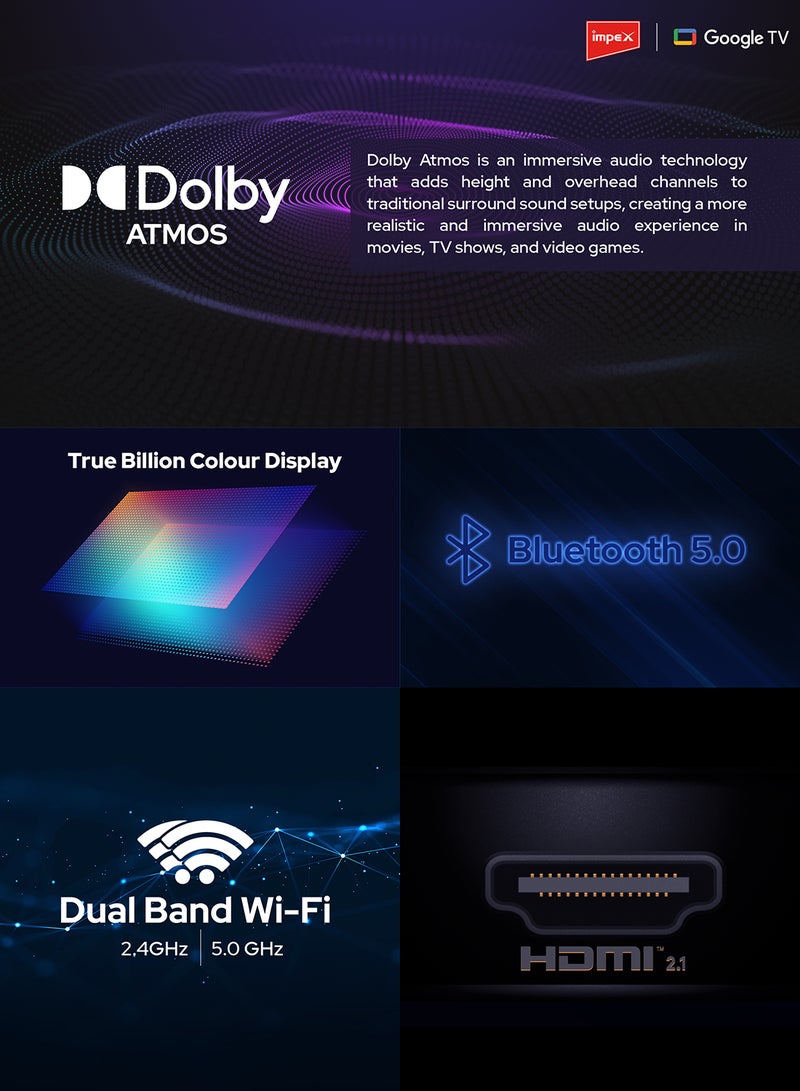 55 Inch 4K Ultra HD Smart LED Google TV With Free Wall Mount, Frameless Design, Dolby Vision Atmos And Dolby Audio, A+ Grade Panel, Support Wi-Fi, Bluetooth, Optical, HDMI ARC With eARC & USB Connectivity With Voice Remote evoQ 55S4RLC2 Black evoQ 55S4RLC2 Black - pnsku/N70087976V/45/_/1720422615/cd20869b-88cf-4018-a04c-2e4198f8fd5d
