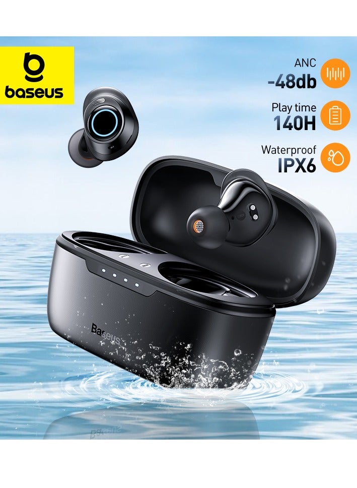 Baseus Active Noise Cancelling Wireless Earbuds, Bowie MA10 Reduce Noise by Up To 95%, 140H Battery Life, IPX6 Waterproof, Deeper Bass, 4 ENC Mics, Comfortable Fit, Bluetooth 5.3 Ear Buds Black  - Image 1