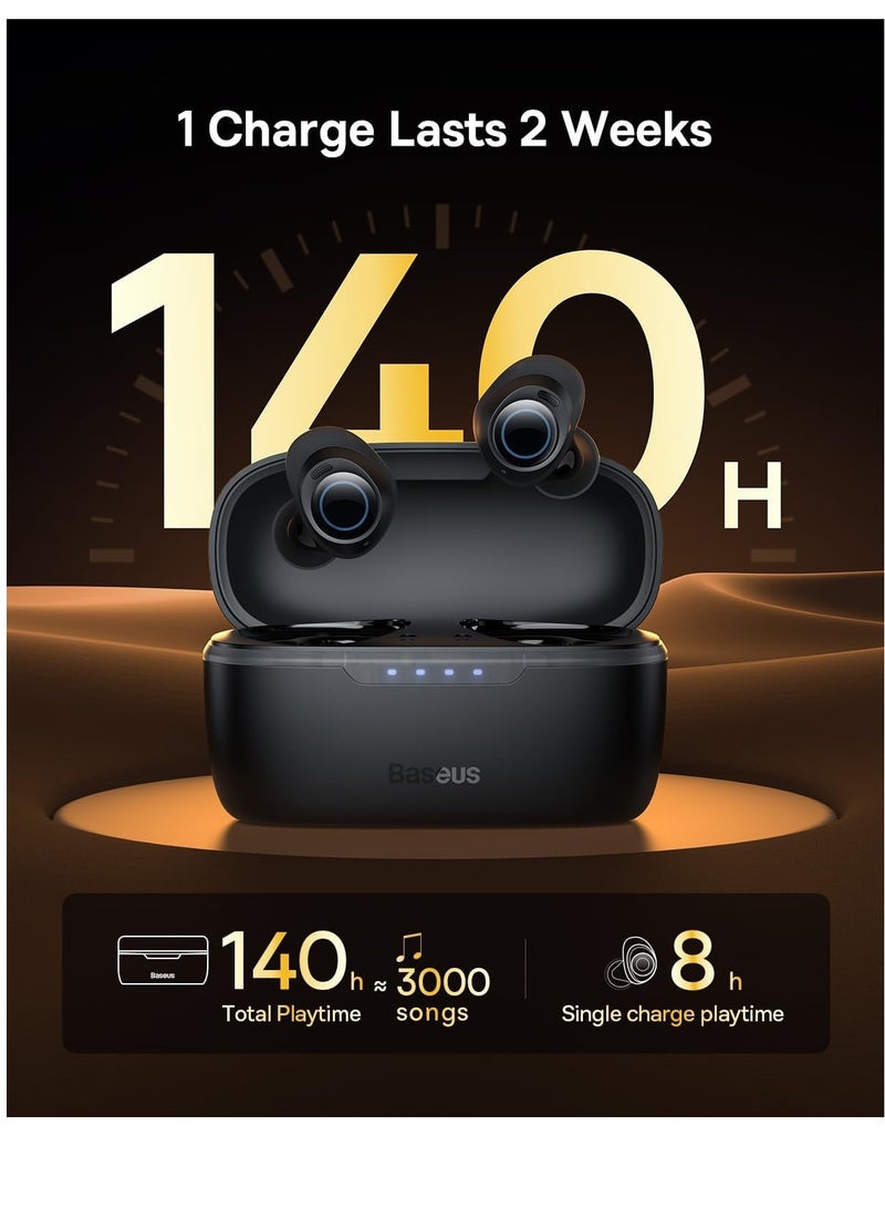 Baseus Active Noise Cancelling Wireless Earbuds, Bowie MA10 Reduce Noise by Up To 95%, 140H Battery Life, IPX6 Waterproof, Deeper Bass, 4 ENC Mics, Comfortable Fit, Bluetooth 5.3 Ear Buds Black  - Image 3