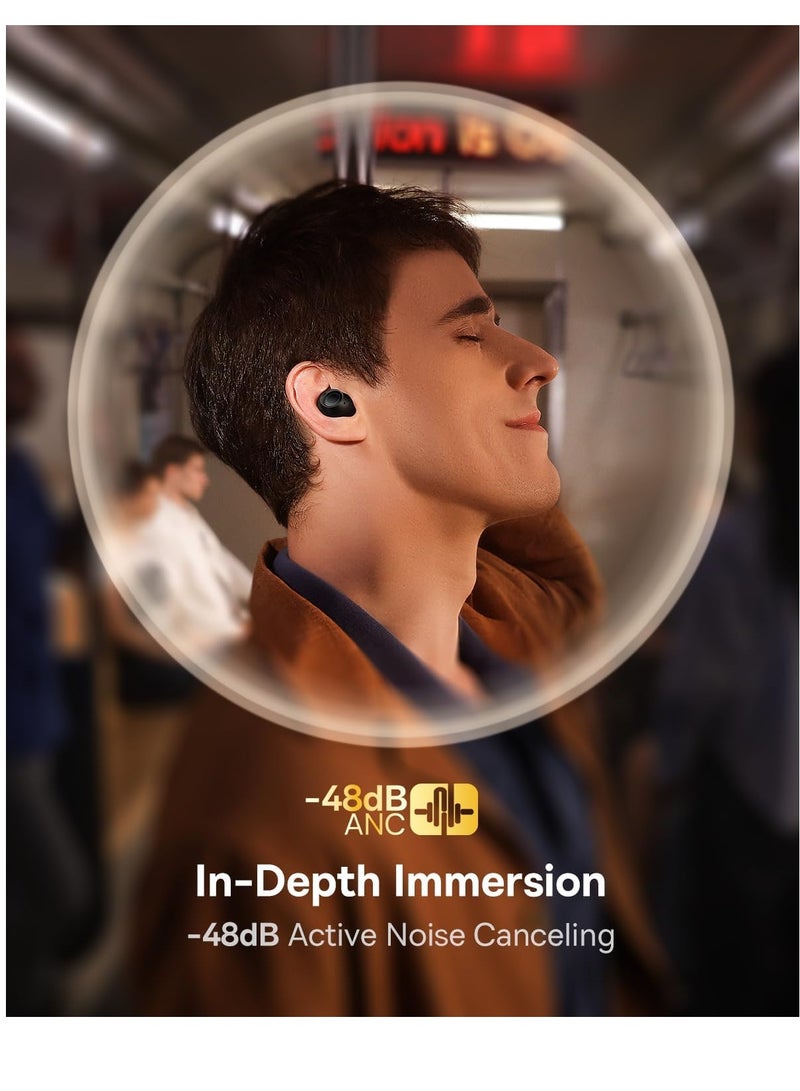Baseus Active Noise Cancelling Wireless Earbuds, Bowie MA10 Reduce Noise by Up To 95%, 140H Battery Life, IPX6 Waterproof, Deeper Bass, 4 ENC Mics, Comfortable Fit, Bluetooth 5.3 Ear Buds Black  - Image 2