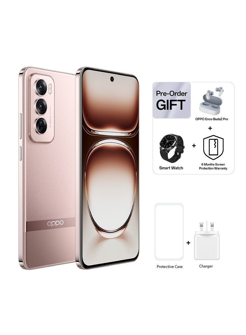 Reno12 Pro Dual SIM Sunset Gold 12GB RAM 512GB 5G Buds2Pro + 6 Month Screen Protection + Watch - Middle East Version