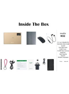 modio M32 10.1 Inch 5g Android Tablet Dual SIM Gold 8GB RAM 512GB - UAE Version With Wireless Keyboard And Tablet Cover/Wireless Mouse  - Image 4