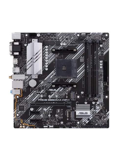 Prime PRIME B550M-A WIFI II، لوحة أم AMD B550 (Ryzen AM4) بحجم ATX مع 4*DDR4 DIMM، Dual M.2، PCIe 4.0، Wi-Fi 6، 1 جيجابت إيثرنت، HDMI، DVI-D، D-Sub، SATA بسرعة 6 جيجابت في الثانية، ومنفذ USB 3.2 Gen 2 Type-A، وإضاءة Aura Sync RGB | 90MB19X0-M0EAY0