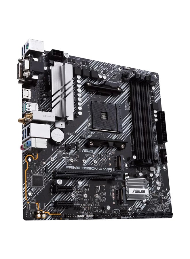 ASUS - Prime PRIME B550M-A WIFI II, AMD B550 (Ryzen AM4) micro ATX motherboard with 4*DDR4 DIMM, Dual M.2, PCIe 4.0, Wi-Fi 6, 1 Gb Ethernet, HDMI, DVI-D, D-Sub, SATA 6 Gbps, USB 3.2 Gen 2 Type-A, and Aura Sync RGB lighting | 90MB19X0-M0EAY0 Black - Image 1