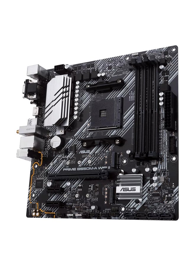ASUS - Prime PRIME B550M-A WIFI II, AMD B550 (Ryzen AM4) micro ATX motherboard with 4*DDR4 DIMM, Dual M.2, PCIe 4.0, Wi-Fi 6, 1 Gb Ethernet, HDMI, DVI-D, D-Sub, SATA 6 Gbps, USB 3.2 Gen 2 Type-A, and Aura Sync RGB lighting | 90MB19X0-M0EAY0 Black - Image 1