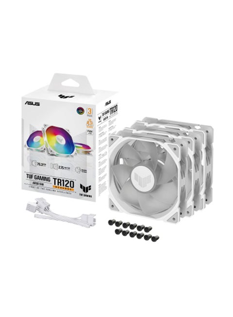 مروحة عكسية TUF Gaming TR120 ARGB - حزمة ثلاثية، أداء تبريد محسّن، كفاءة مروحة PWM، ألوان واتجاهات ثنائية 90DA00D3-B09020