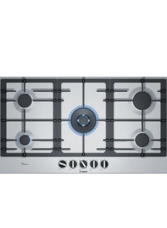 BOSCH Built in hob 90 cm 5 burner Series 6 Pan Support Cast iron Stainless steel Frameless PCR9A5B90 PCR9A5B90 Silver  - Image 1