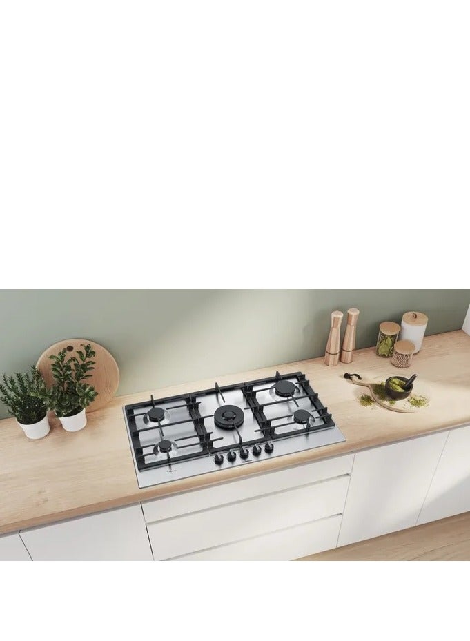 BOSCH Built in hob 90 cm 5 burner Series 6 Pan Support Cast iron Stainless steel Frameless PCR9A5B90 PCR9A5B90 Silver - Image 3