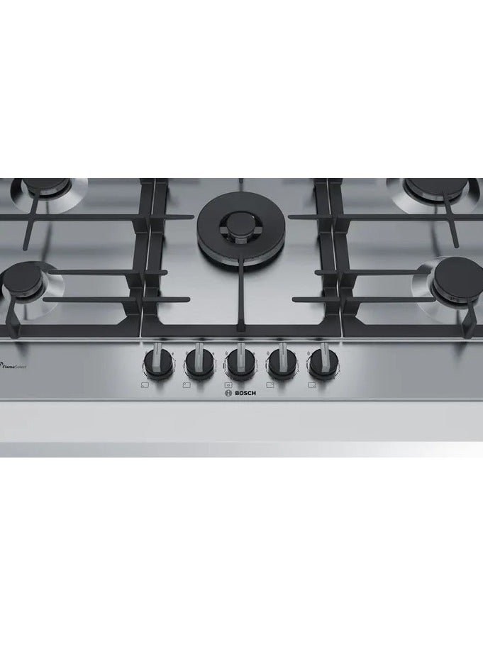 BOSCH Built in hob 90 cm 5 burner Series 6 Pan Support Cast iron Stainless steel Frameless PCR9A5B90 PCR9A5B90 Silver - Image 2