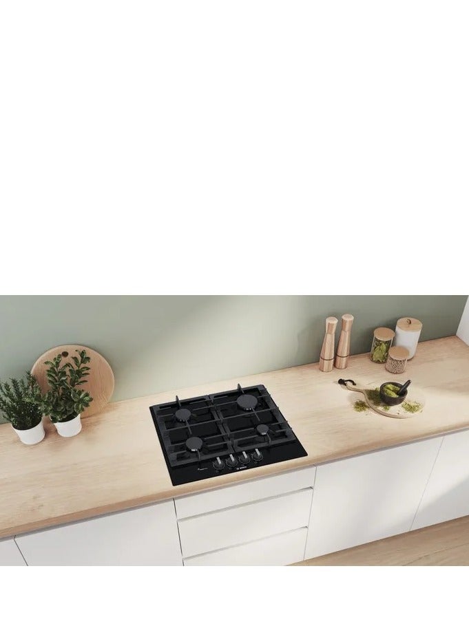 BOSCH Built in hob 4 burner 60 cm  Series 6 Pan Support Cast iron Enameled steel Frameless PCP6A6B90 PCP6A6B90 Black - Image 3
