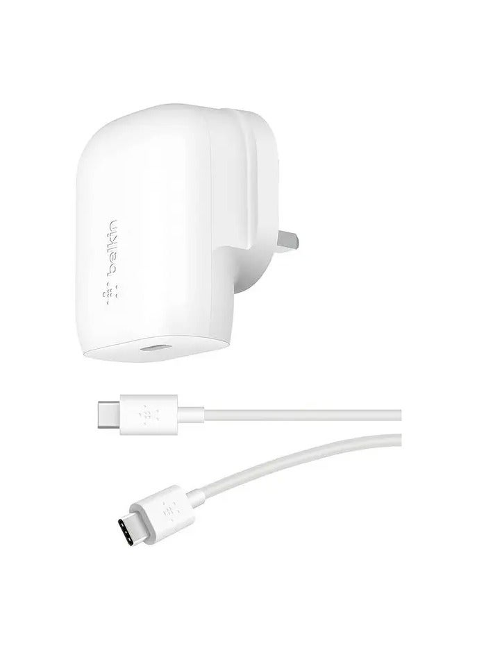 Boost Charge 30W Wall Charger with PPS + USB-C to Type C Cable White