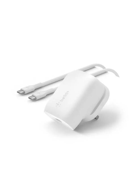 Boost Charge 30W Wall Charger with PPS + USB-C to Type C Cable White