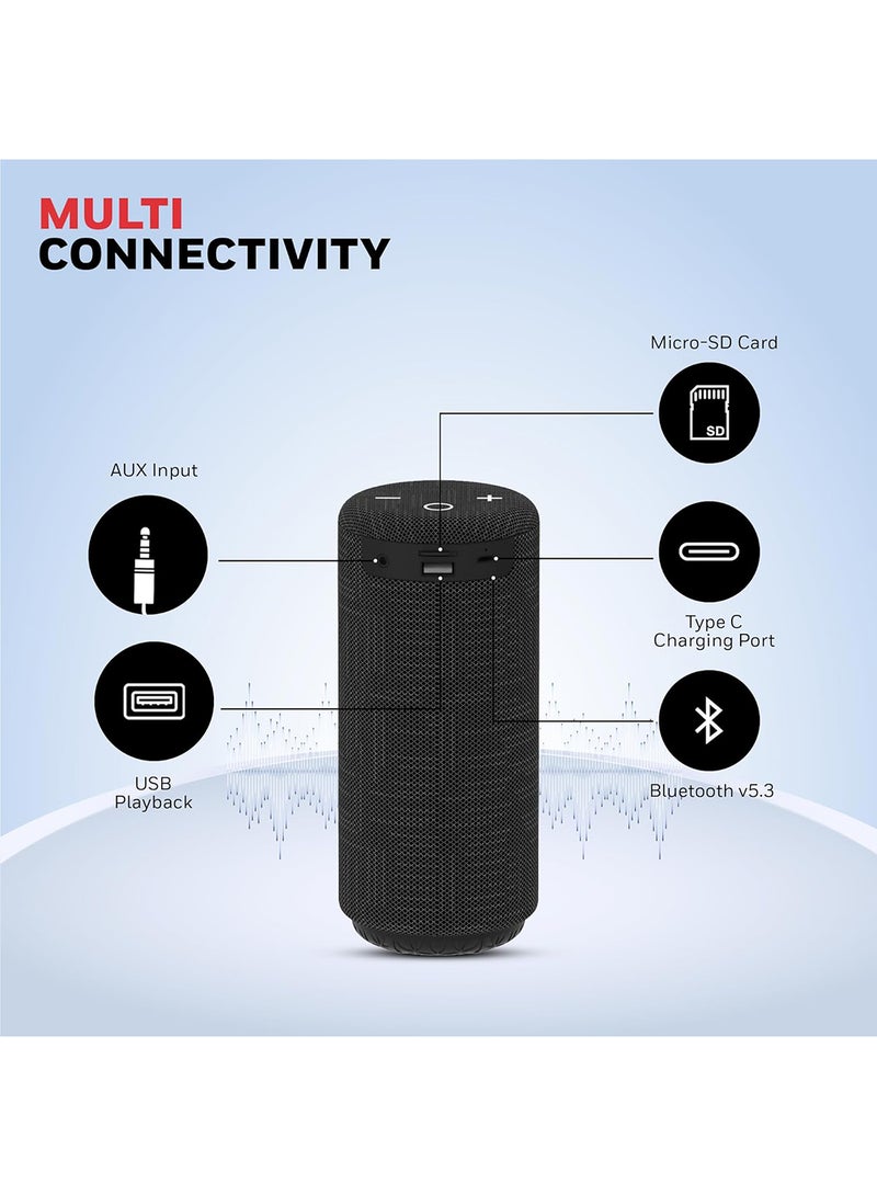 هوني ويل Suono P300 10W 5.3 Bluetooth Speaker,9H Playtime, Deep Bass,IPX 4,TWS Feature,Fast Charging,SD Card,USB,AUX,Built-In Mic&52mm Drivers,2 Yrs Manufacturer Warranty Black  - Image 3