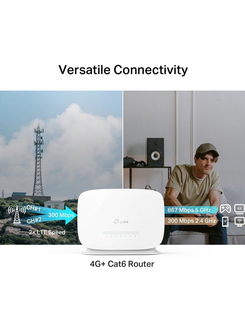 جهاز التوجيه Archer MR505 4G+ Cat6 AC1200 اللاسلكي ثنائي النطاق Gigabit