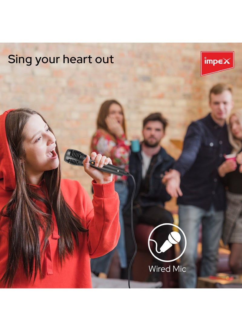 Impex Portable 1000W PMPO Trolley Speaker With Mic And Remote Control, Rechargeable 1800mAH Battery, LED Display And LED Fire Light, SD Card, FM Radio, Bluetooth And Aux- Black - Image 4