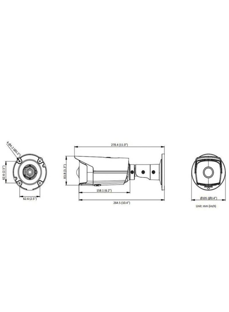 HIKVISION - 4 MP Super Wide Angle Fixed Bullet Network Camera, 1.68mm Lens, 180° Wide Field of View, H.265+ Compression, Distortion Correction, IP67 Protection, White | DS-2CD2T45G0P-I-1.68mm - Image 1