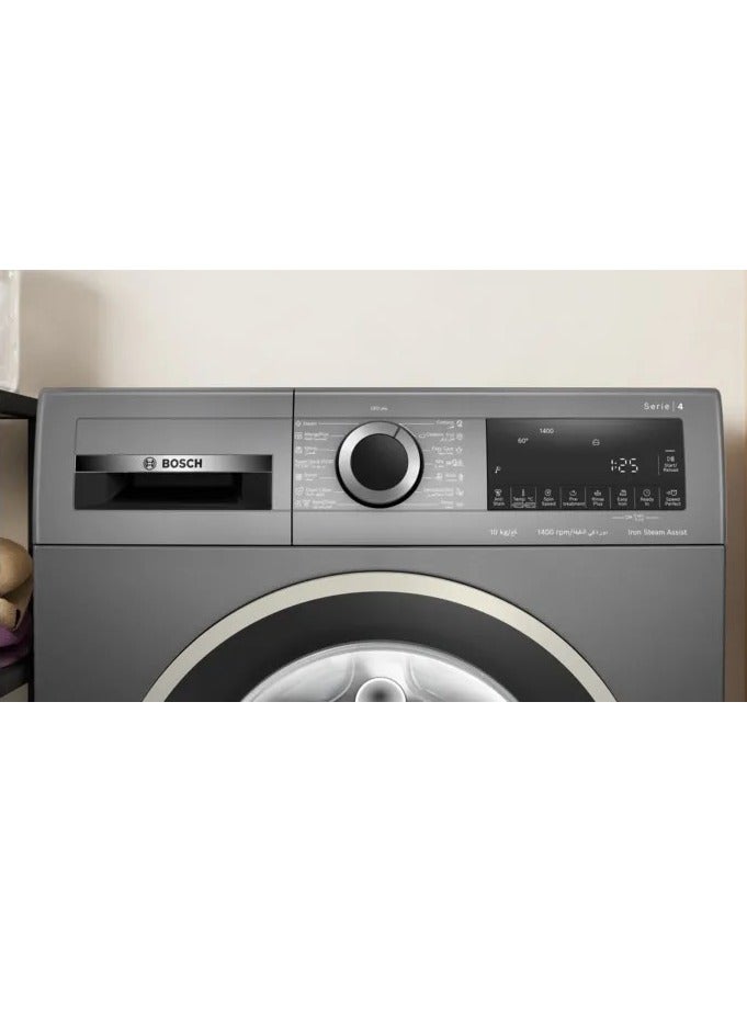 Bosch Washing machine 10 kg front loader 15 programmes 1400 rpm Series 4 Eco Silence Drive Colour Graphite WGA254ZREG WGA254ZREG Grey - pnsku/N70088110V/45/_/1719639246/6804065c-0261-4853-9c9a-605c300d2e25