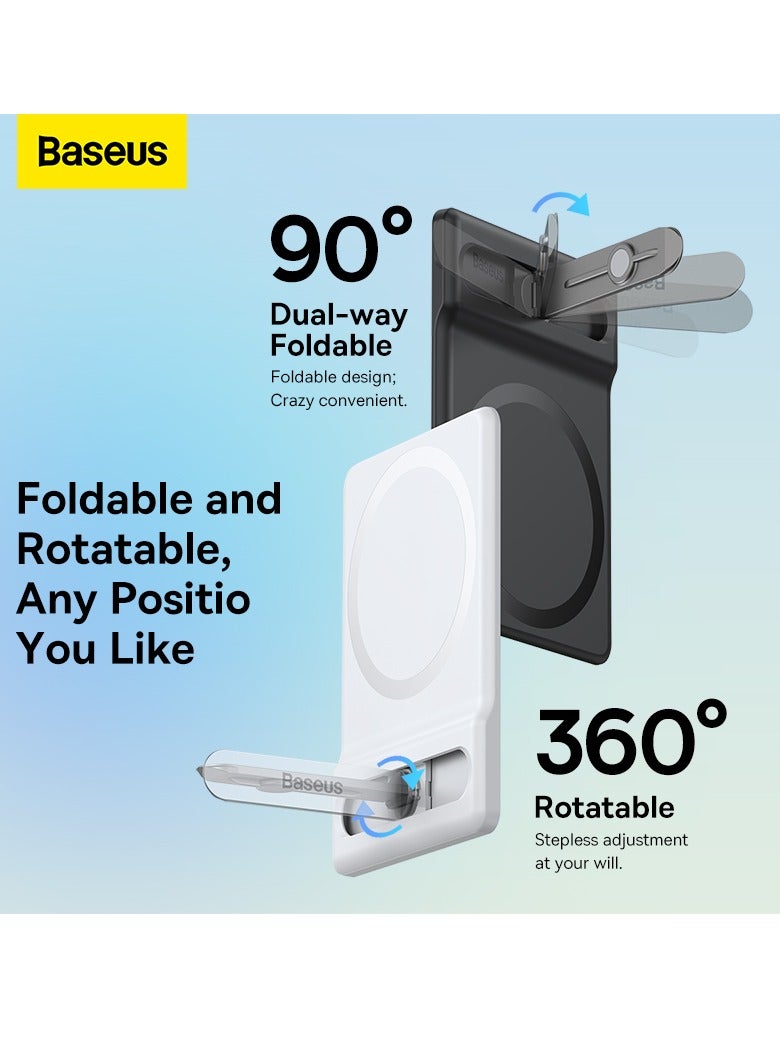 Baseus Foldable Magnetic Phone Holder Stand for iPhone 15/15 Plus/15 Pro/15 Pro Max, 14 13 12 Pro Max Flexible Adjustable Desktop Cell Phone Holder Bracket (MagSafe Compatible) Black  - Image 2