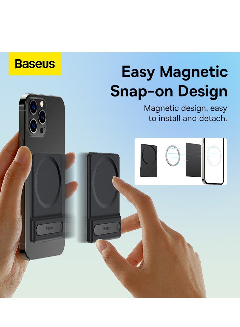 Baseus Foldable Magnetic Phone Holder Stand for iPhone 15/15 Plus/15 Pro/15 Pro Max, 14 13 12 Pro Max Flexible Adjustable Desktop Cell Phone Holder Bracket (MagSafe Compatible) Black  - Image 3