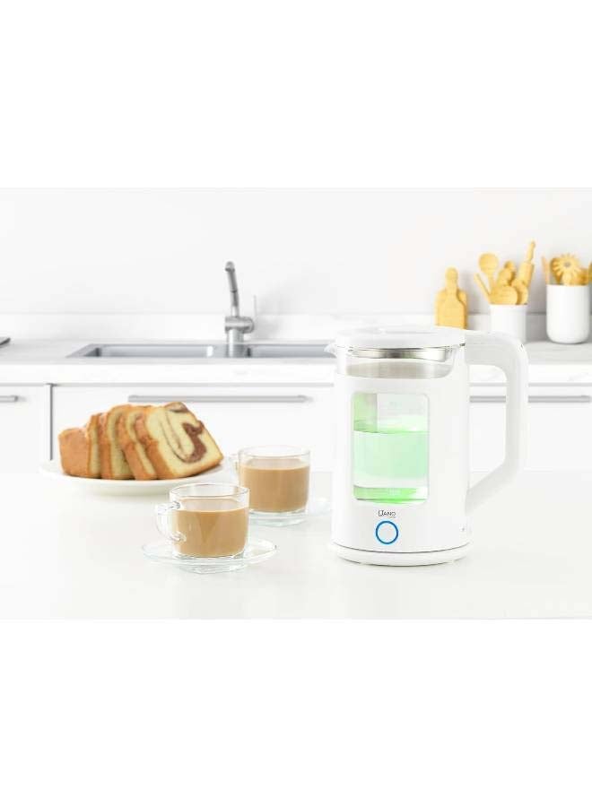 Jano - Electric Glass Kettle LED Color Indicator With Self-Off Function And Water Level Indicator 1.7 L 1500 W JN03201 White - Image 1