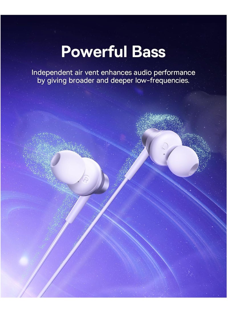 Baseus - USB C Headphone, Wired Earbuds with Microphone, Type C Headphones In-ear for iPhone 15 Pro Max, iPad Pro/Air, MacBook Pro/Air, Samsung S24 Ultra, Samsung S23 ultra, S22+ Redmi Note 13 & More White - Image 1