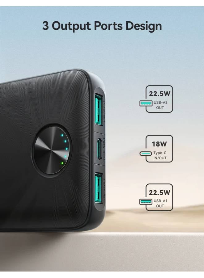 JOYROOM - 10000 mAh 22.5W External Battery JR-PBF15,  Power Bank with 3 Ports, Fast Charging for iPhone 15 14 13 Pro, Huawei, iPad Pro/Air, Samsung Galaxy and Plus Encore, Black - Image 1