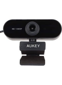 Aukey 1080P Webcam Full HD 2 Mega Pixel With Dual Microphone, Auto focus, 30 FPS, Wide Angle 110 Black  - Image 1