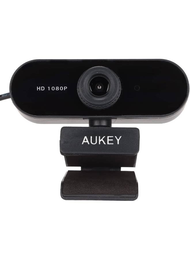 Aukey - 1080P Webcam Full HD 2 Mega Pixel With Dual Microphone, Auto focus, 30 FPS, Wide Angle 110 Black - Image 1