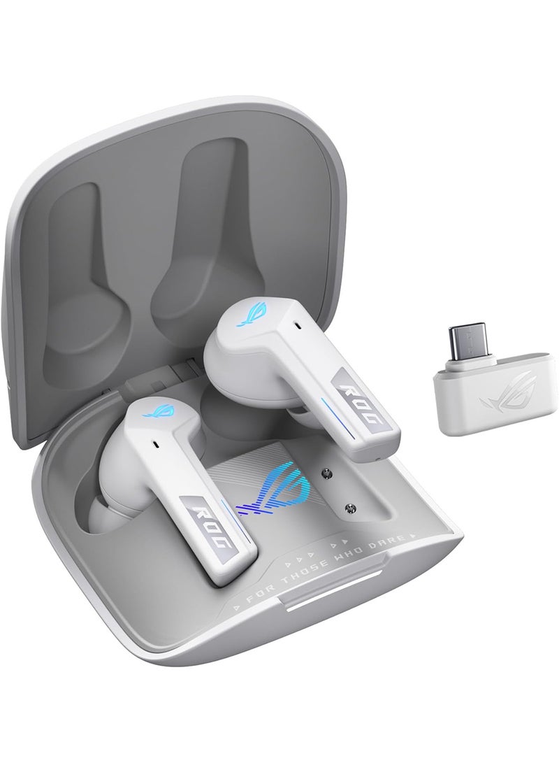 ASUS ROG Cetra True Wireless SpeedNova Gaming Headphones, 2.4 GHz & Bluetooth 5.3, ROG SpeedNova, 24-bit 96 kHz Audio, AI Microphones, Adaptive ANC, 46H Battery Life, Moonlight White | 90YH03Y0-BTUA10  - Image 1