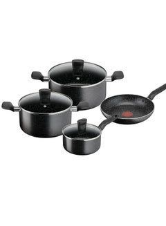 TEFAL Cookware Set | Dark Stone 7 pc Cooking Set | Non-stick | stewpots 22/24 cm+lids | saucepan 16 cm | frypan 24 cm | B491S785 black 6.91cm - pnsku/N70088419V/45/_/1719823296/7916eba9-ad55-4113-abaf-712bc267a757