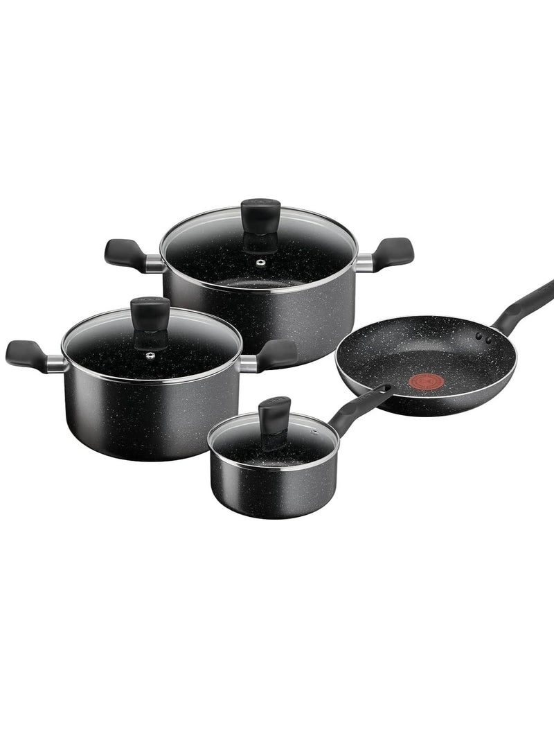 Tefal - TEFAL Cookware Set | Dark Stone 7 pc Cooking Set | Non-stick | stewpots 22/24 cm+lids | saucepan 16 cm | frypan 24 cm | B491S785 black 6.91cm - Image 1
