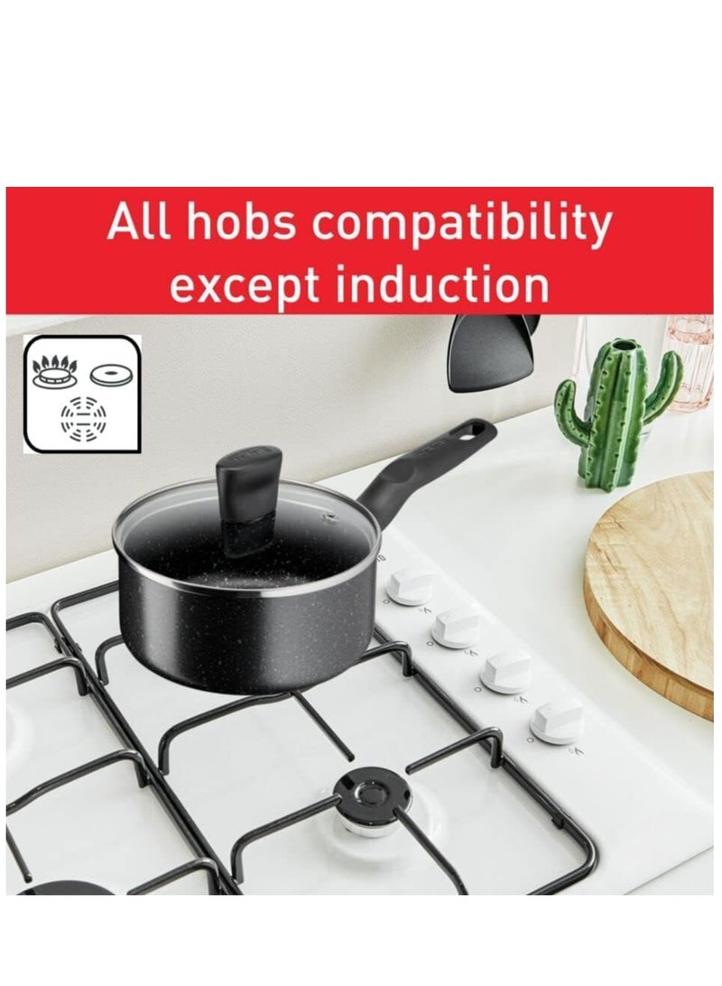 Tefal - TEFAL Cookware Set | Dark Stone 7 pc Cooking Set | Non-stick | stewpots 22/24 cm+lids | saucepan 16 cm | frypan 24 cm | B491S785 black 6.91cm - Image 1